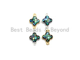 100% Natural Abalone Shell Clover Connector For earrings Necklace Bracelets making, Abalone Charm, Clover flower charm, 10x15mm,SKU#Z294