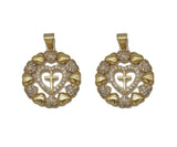 CZ Cross On Round Heart Charm, Sku#LD270