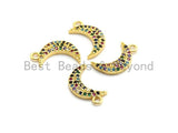 Multi-Color CZ Micro Pave Moon Pendant, Moon Shaped Pave Pendant, Gold plated, 8x14mm, Sku#B112/F757