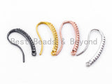 1pair, Clear CZ Micro Pave Gold, Silver, Rose gold, Black Rhodium Plated Earring Wires Hooks,19x10mm, sku#J21