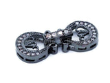 CZ Micro Pave Double Teardrop Buckle Clasp, Cubic Zirconia Buckle Clasp, CZ Pave Interlocking Clasp Fastener, 26x11mm, sku#H66