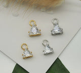 Gold Silver CZ Triangle Shape Charm, Sku#Y675