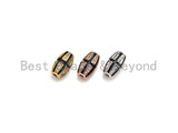 CZ Pave Barrel Shape beads, Cubic Zirconia Enamel Spacer Beads, 7x12mm, sku#Z935