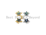100% Natural Abalone Shell Five Star Connector, Gold/Silver Plated Abalone, Bracelet/ Necklace Making Connector, 11x13mm,SKU#Z299