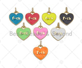Enamel Colorful F*CK Word On Heart Shape Pendant,CZ Micro Pave Enamel Pendant,Enamel Jewelry,25mm,Sku#L470