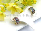 Clorful CZ Half Circle Shape Earrings, Sku#J77