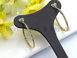 Colorful CZ Large Hoop Earrings, Sku#J125