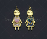 Girl With Pink Heart Pendant/Charm, Abalone Mother-of-pearl, SKU#LK66