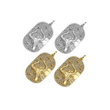 CZ Micro Pave Ox-head On Oval Shape Pendant/Charm,SKU#F1391