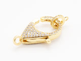 CZ Micro Pave Teardrop Lobster Claw Clasp, Cubic Zirconia Pa