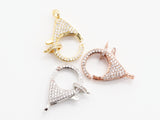CZ Micro Pave Teardrop Lobster Claw Clasp, Cubic Zirconia Pa