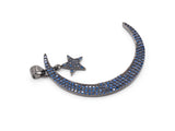 CZ Micro Pave Colored Crescent Moon and Star Pendant, Cubic Zirconia Pendant, 44x5mm, sku#F53