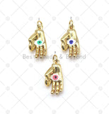 Enamel Colorful Evil Eye On Hand Shape Pendant, SKU#Y550