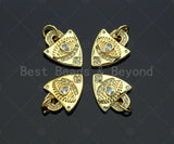 Dainty CZ Micro Pave Evil Eye On Shield Shape Charm/Pendant, Heart Shape Charm, Gold Lock Pendant, Gold plated charm, 13x11mm, Sku#JL11