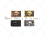 Black CZ Large Hole Embossment Spider Man Head Spacer Micro Pave Beads, CZ Cuboid Spacer Beads, Men's Bracelet Findings,13x8mm, SKU#LD12