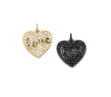 Pave Black Gold Love On Heart Pendant/Charm, sku#B337