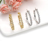 Gold Round Five Star Shape Stud Earrings, Sku#J367