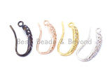 1pair/3pairs, CZ Micro Pave Gold, Silver, Rose gold, Black Rhodium Plated Earring Wires Hooks,17x4mm, sku#J16
