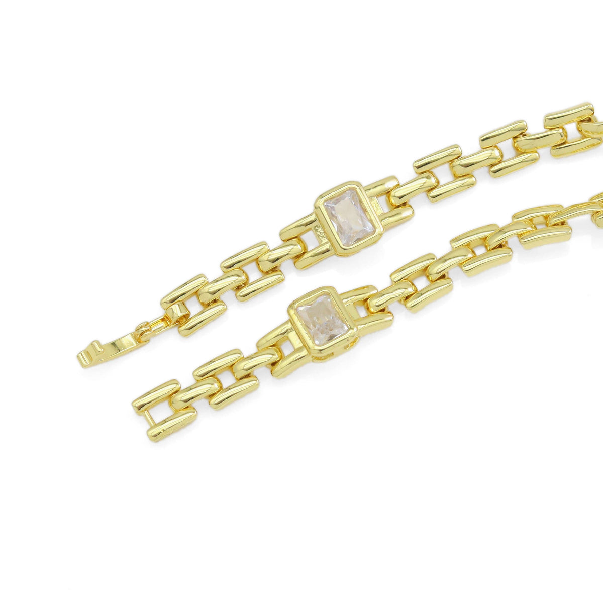 CZ Gold Link Chain Bracelet