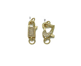 CZ Gold Lobster Oval Heart Clasp, Sku#LD299