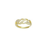 Baguette CZ Twisted wave line Adjustable Ring, Sku#LD594