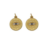 Blue CZ Evil Eye Round Coin Charm, Sku#Y742