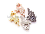 CZ Micro Pave Hand Shaped Lobster Claw Clasp, Cubic Zirconia Micro paved Clasp for beading, Bracelet Necklace Clasps, 20x13mm, sku#H50