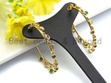 Colorful CZ Large Hoop Earrings, Sku#J126