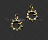 CZ Micro Pave Star Ring Shape Pendant/Charm,Cubic Zirconia Charm, Necklace Bracelet Charm Pendant,12x14mm, Sku#Y404