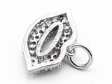 CZ Clear Micro Pave Sexy Lip Pendant/Charm, Cubic Zirconia Pendant,10x15mm, Sku#Y11