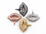 CZ Clear Micro Pave Sexy Lip Pendant/Charm, Cubic Zirconia Pendant,10x15mm, Sku#Y11