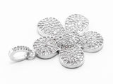 25mm CZ Micro Pave Daisy Flower Pendant/Charm, Cubic Zirconi