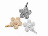 25mm CZ Micro Pave Daisy Flower Pendant/Charm, Cubic Zirconi