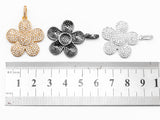 25mm CZ Micro Pave Daisy Flower Pendant/Charm, Cubic Zirconi