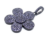 CZ Micro Pave Flower Pendant/Charm, Cubic Zirconia Blue Fuchsia Black Champagne Purple Daisy Focal Flower Pave Pendant,34 x25mm, sku#F349