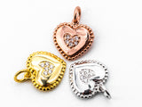 CZ Micro Pave Twin Heart Pendant/Charm, Bracelet Necklace Cubic Zirconia Double Heart Pendant Charm, 12x12mm,sku#Y18