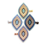 CZ Micro Pave Turquoise Cobalt Marquise Evil Eye Pendant, Cubic Zirconia Pendant,32x28mm, sku#F30