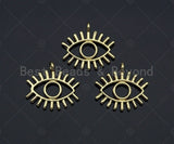 Large Evil Eye With Long Eyelash Pendant/Charm, Lucky eye Pendant, 24K Gold Tone,16x15mm,Sku#L307