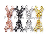 CZ Micro Pave Butterfly Fold-over 2 strands Clasp for necklace/bracelet, Pave Clasp, 35x12mm, sku#K36