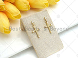 CZ Cross Shape Stud Earring, Sku#Y430