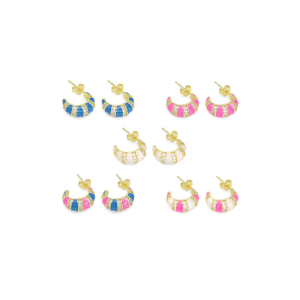 CZ Colorful Enamel Cute Huggie Earrings, Sku#A166