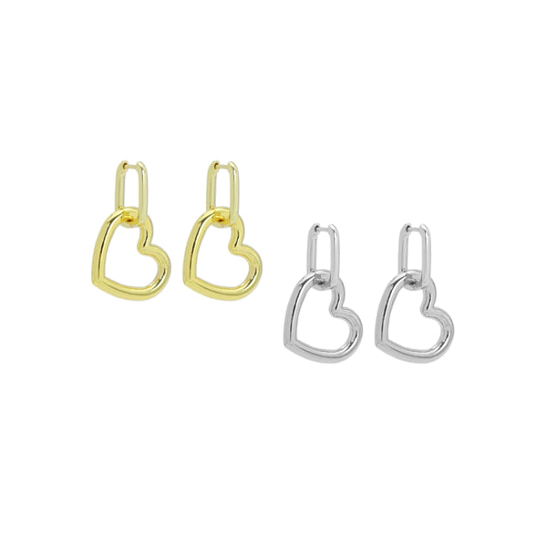 Gold Silver Dangle Heart Earrings, Sku#A276