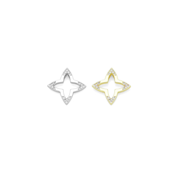 CZ Gold Silver Frame  Flower  Charm Pendant, Sku#A300
