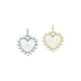 Gold White Pearl Heart Charm Pendant, Sku#A404