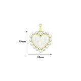 Gold White Pearl Heart Charm Pendant, Sku#A404