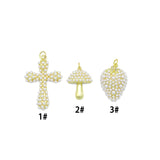 White Pearl Cross Mushroom charm, Sku#A500