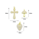 White Pearl Cross Mushroom charm, Sku#A500