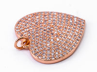 CZ Clear Micro Pave Heart Pendant/Charm, Heart Shaped Pave Charm, Gold/Rose Gold/Silver/Gunmetal plated,21x23mm, Sku#F360