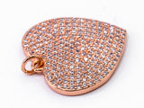 CZ Clear Micro Pave Heart Pendant/Charm, Heart Shaped Pave Charm, Gold/Rose Gold/Silver/Gunmetal plated,21x23mm, Sku#F360