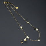 Mother of Pearl Butterfly Dainty Necklace Earring set, Sku#BXG15